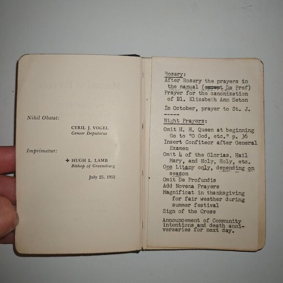 Manual Of Prayers Mother Seton Sisters Of Charity 1952 Vintage Prayer Book - Picture 4 of 8